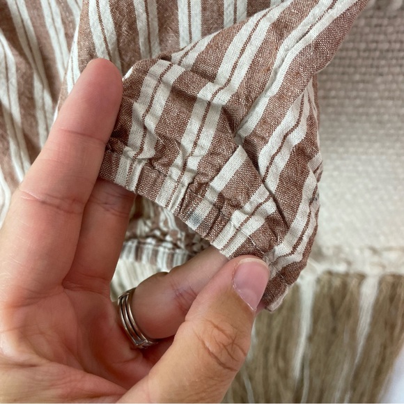 Rylee & Cru Striped Button Down Linen Puff Sleeve Crop 10-12Y - Picture 2 of 6